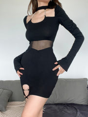 Gothic Asymmetrical Bodycon Halter Neck Dress mysite
