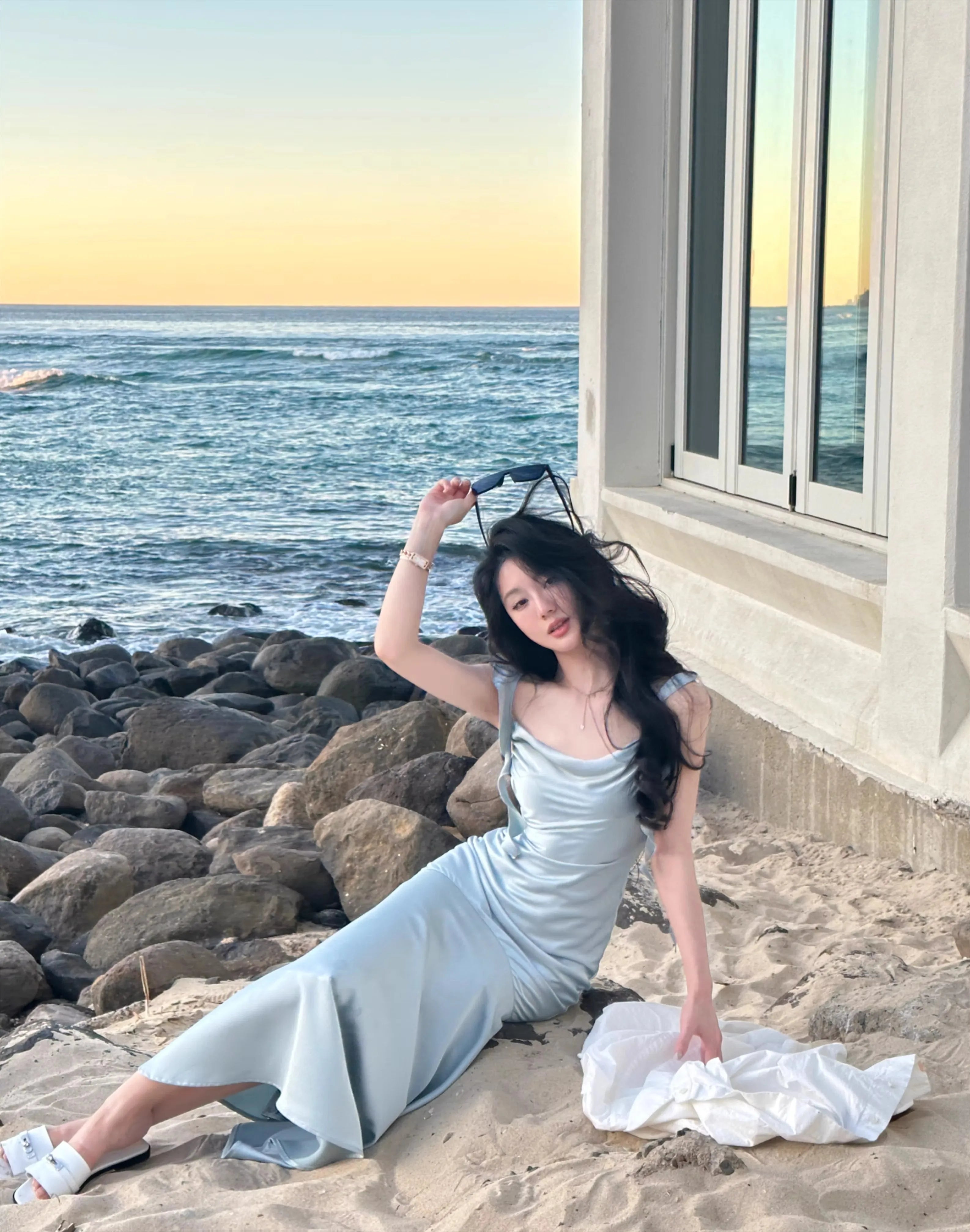 New Summer French Fashion Women Spaghetti Strap Elegant Long Mermaid Ruffles Dresses Evening Party Prom Clothes voguable