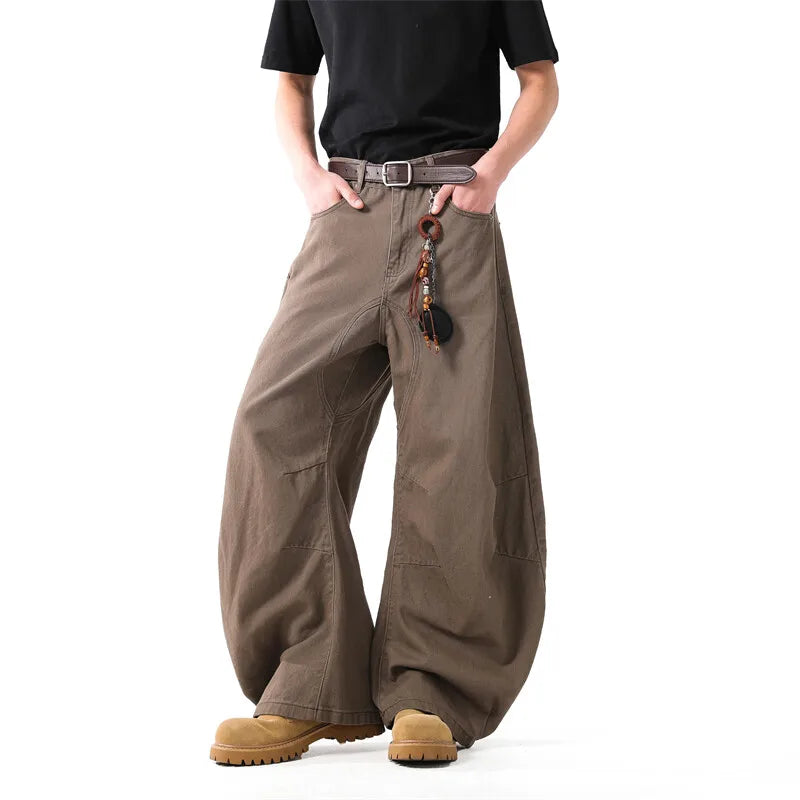 Unisex Brown Loose Fit Wide Leg Casual Pants Sportswear Lounge Joggers Street Fashion Athleisure Trendy Stylish Design Comfort voguable