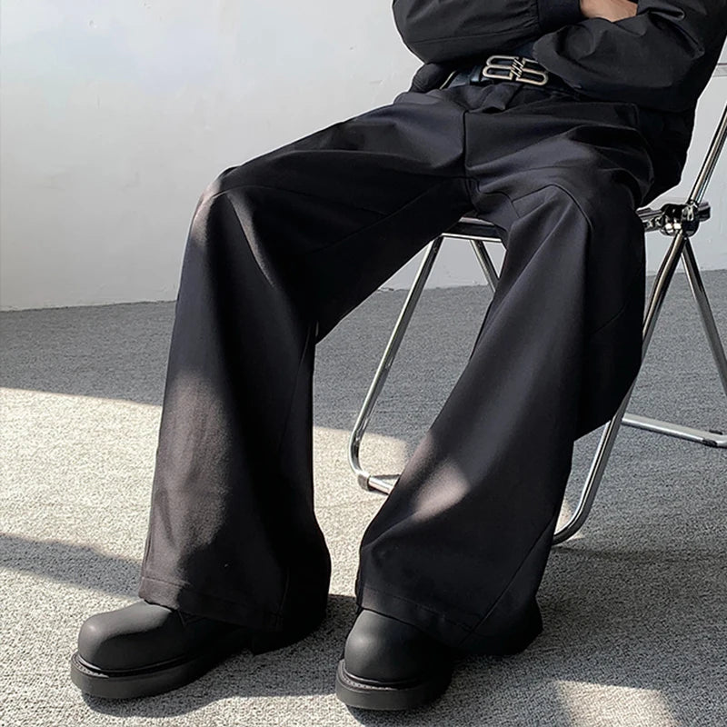 Voguable New Stylish Elegant Solid Color Suit Pants Men's 2024 Designer High Quality Loose Wide Leg Pleat Straight Trousers voguable