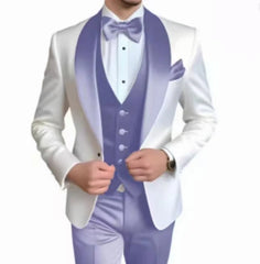 Voguable  Elegant Classic High-Quality Men Suit 3pcs Set with Satin Collar Jacket Vest And Trousers Business Wedding Banquet Customizable voguable
