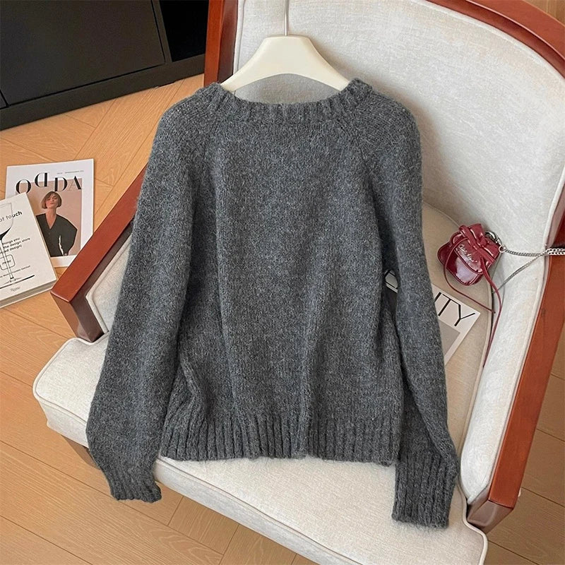 Cute 3D Cherry Sweaters Women Lazy Wind Long Sleeve Knitted Jumpers Japan Loose O Neck Female Kawaii Sweet Pullovers Tops voguable