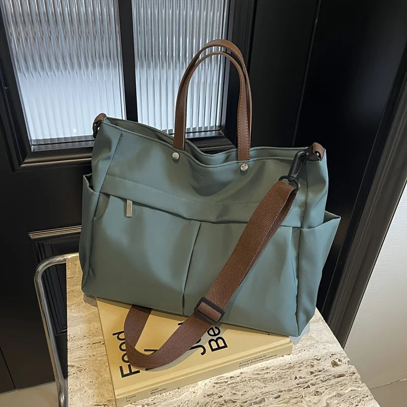 Stylish Nylon Women Tote Bag Shoulder Bag Featuring Two Pockets Large Capacity Commuting Handbag voguable