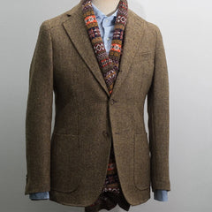 Men's Suit Brown Blazer Prom Tuxedos Herringbone Wool Tweed Single Breasted Formal Bussiness Jacket for Wedding（Only Coat） voguable