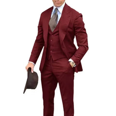 Voguable  3 Pieces Set Purple Suit Men Business Tuxedos Formal Jacket Vest Pants Single Breasted Groom Groomsman Prom Wedding Party voguable