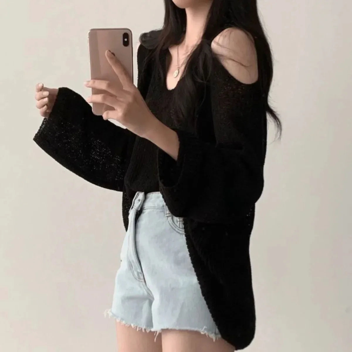 Sexy Off Shoulder Sweater Women V Neck Long Sleeve Thin Knitwear Korean Oversized Loose All Match Casual Female Pullovers New voguable