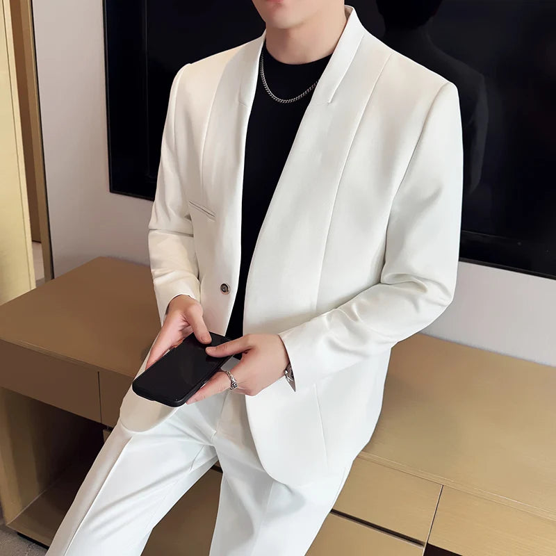 Voguable  2-piece (jacket+pants) Men's Suit Fashionable and High-quality Chinese Design Wedding Dress Business Dress Slim Fit Suit voguable