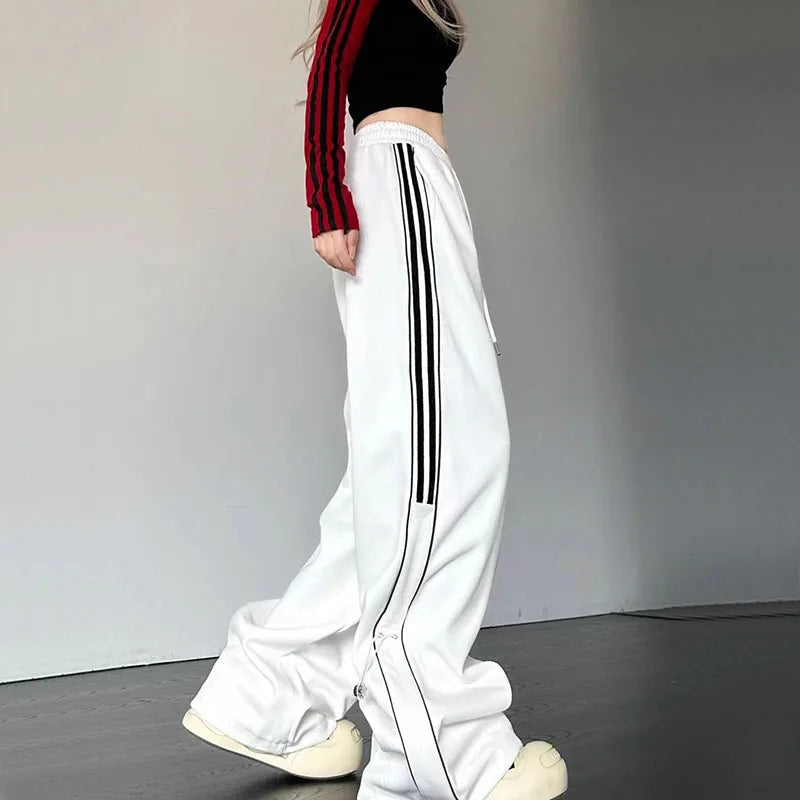 Y2K Streetwear Cargo Pants Women High Waist Baggy Oversize Parachute White Sweatpants Ladies Korean Hip Hop Wide Leg Joggers voguable