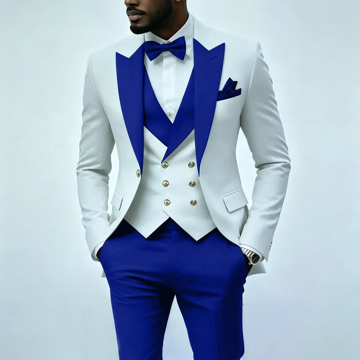 Voguable  New Solid Suits for Men Slim Fit Groom Wedding Suits Tuxedo Best Man Blazer Vest Pants 3 Pieces Fashion Marriage voguable