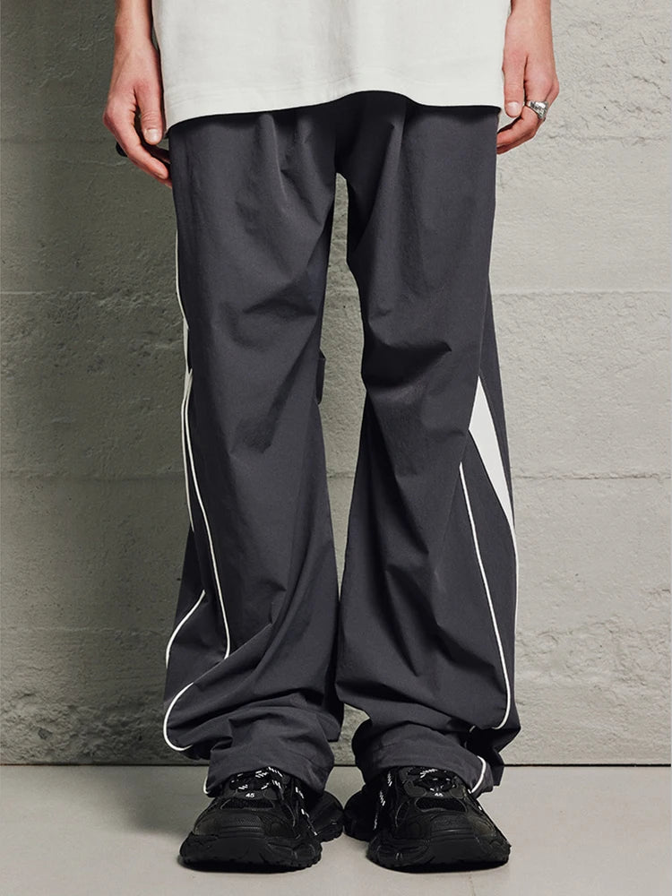 Voguable Parachute Sports Pants for Men Jogging Sweatpants Wide Leg Trousers Male Black Streetwear Loose Casual American Street voguable