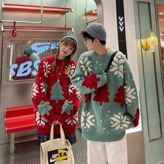 Christmas Tree Couple Street Sweater Woman Snowflake Sweatshirt Unisex Man Pullover Shirts Casual Jersey Varsity Autumn Winter voguable