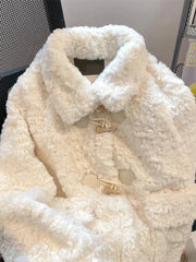 Warm Faux Lamb Cute Coat Women Sweet Long Sleeve Winter Thick Jacket Casual Pockets Japan Kawaii Loose Soft Vintage Tops voguable