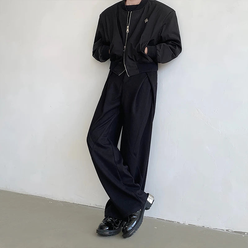 Voguable Black Suit Pants Men Fashion Society Men Dress Pants Korean Loose Straight Wide Leg Pants Men Office Formal Trousers M-2XL voguable