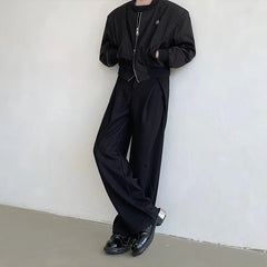 Voguable Black Suit Pants Men Fashion Society Men Dress Pants Korean Loose Straight Wide Leg Pants Men Office Formal Trousers M-2XL voguable