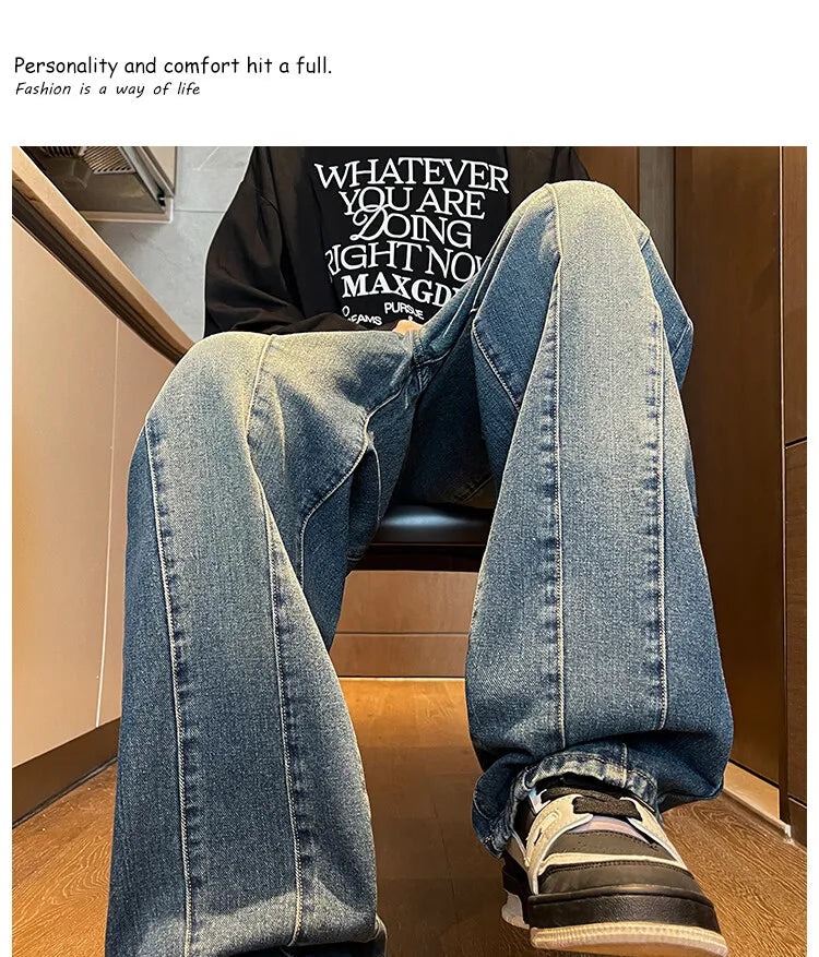 2025 New Big boy Jeans for Men Streetwear Baggy Jeans Large size Patchwork Denim Leisure Simple Dime Pants Women Jeans Hot  jean voguable