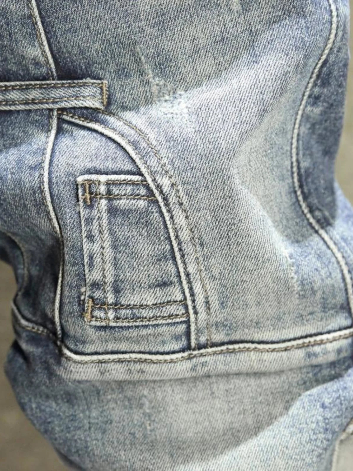 Voguable  Fashionable Workwear Jeans Men's Slim Fit High Street Trend Patchwork Long Pants New Arrival Youth Casual High Waist voguable