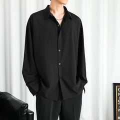 Shirt Men Solid  Long sleeved Shirt For Men Korean Fashion Shirts Comfortable Blouses Casual Loose Classic Single Breasted Shirt voguable