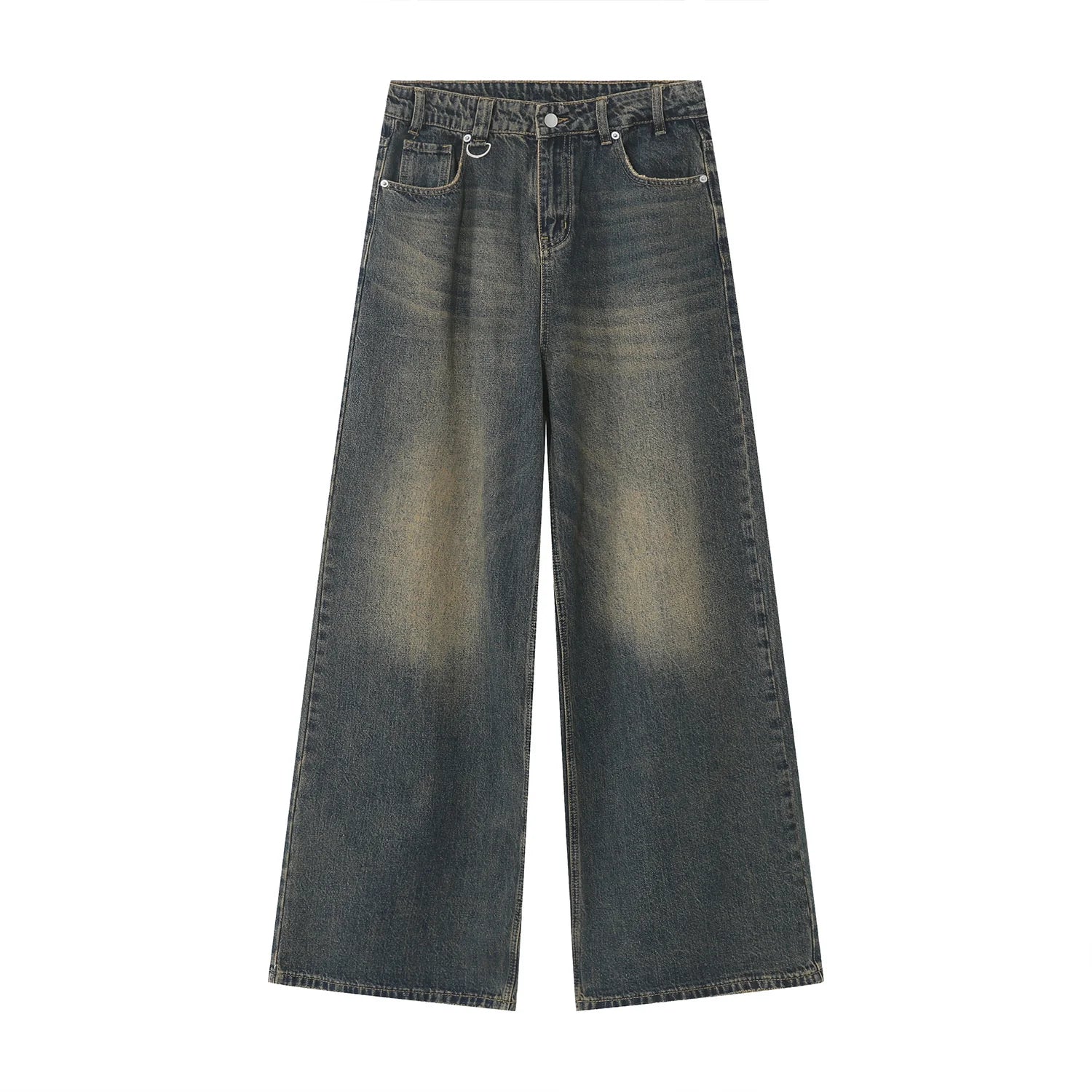 Voguable Old Male Pants Summer Blue Washed Men Denim Jeans Straight Casual Menwear Loose Wide Leg Trousers 2024 New Fashion voguable