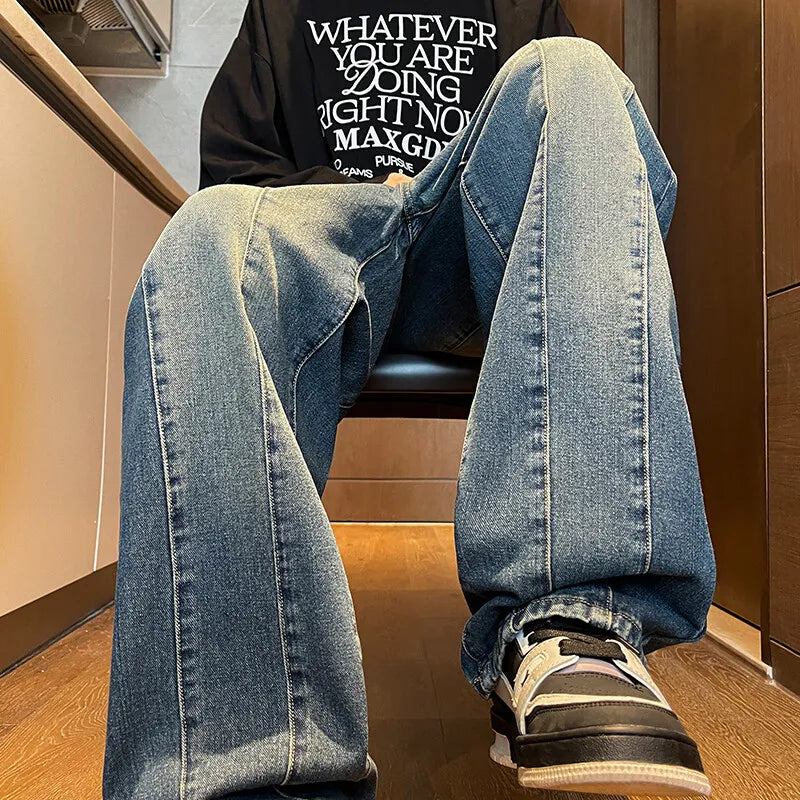 2025 New Big boy Jeans for Men Streetwear Baggy Jeans Large size Patchwork Denim Leisure Simple Dime Pants Women Jeans Hot  jean voguable