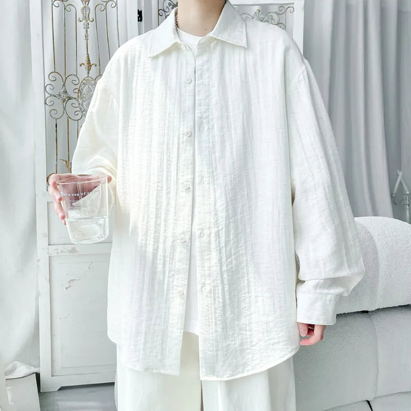 Voguable  Men's Classic Button down Shirt Single Breasted Loose Fit Solid Color Long Sleeve for Casual Office And Daily Wear Comfortable voguable