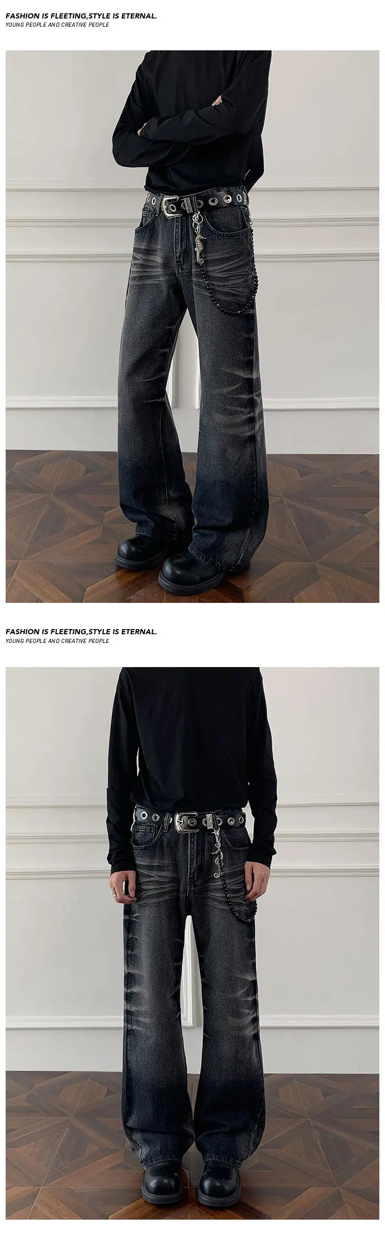 Mens Straight Leg Jeans Business Casual Vintage Blue Denim Pants for Middle Aged Man Classic Fit man trousers voguable