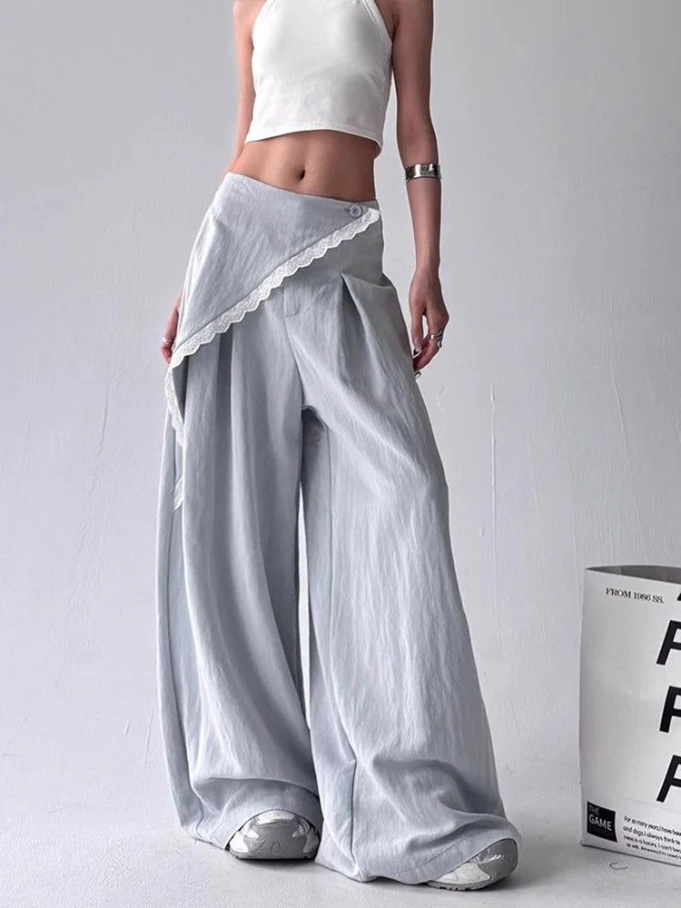 High Waist Streetwear Loose Pant Women Vintage Loose Design Wide Leg Trousers Casual All Match Summer Bf Hip Hop Pants New voguable