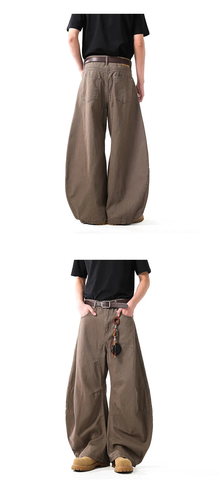 Unisex Brown Loose Fit Wide Leg Casual Pants Sportswear Lounge Joggers Street Fashion Athleisure Trendy Stylish Design Comfort voguable