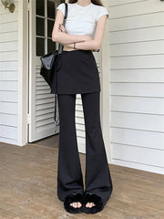 Voguable Black High Waist Slim Mopping Pants Women Minimalist Chic New 2024 Summer Office Lady Streetwear Casual Flare Trousers voguable