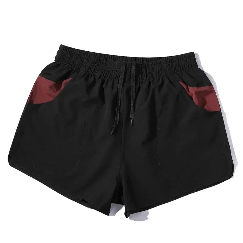 Voguable  Men's Teal Blue Color Block Elastic Waist Drawstring Shorts Quick Dry Casual Sports Shorts voguable