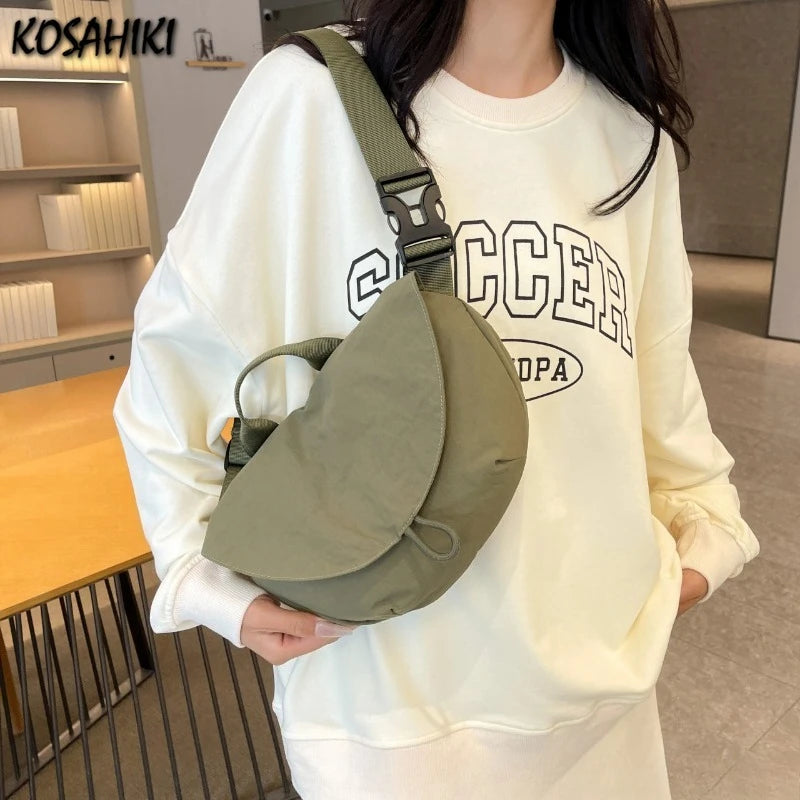 Casual All Match Vintage Women Chest Bag Simple Solid Streetwear Vintage Handbags Fashion Travel Femme Shoulder Crossbody Bags voguable
