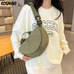 Casual All Match Vintage Women Chest Bag Simple Solid Streetwear Vintage Handbags Fashion Travel Femme Shoulder Crossbody Bags voguable