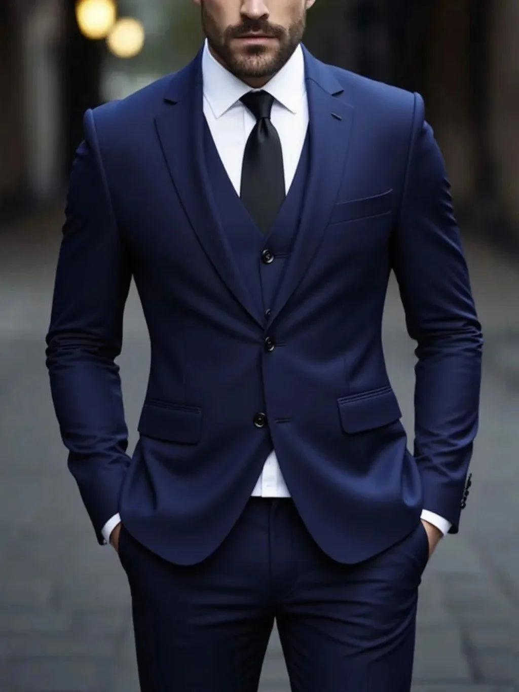 Voguable  Luxury Men's  3-Piece Suit Set Blazer + Trousers+Vest IncludedSlim Fit Formal Business Wedding Party Jacket & Pant voguable