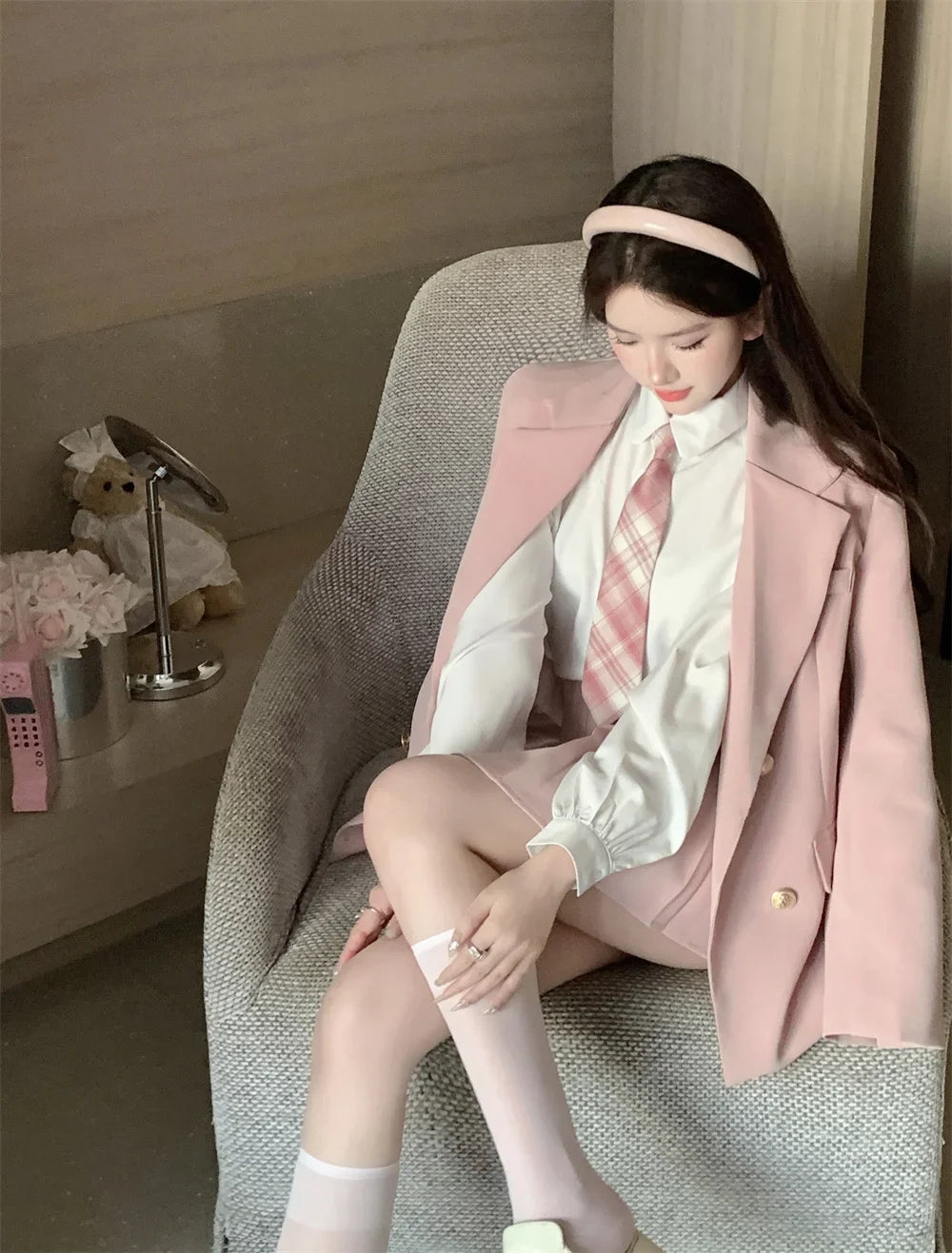 Voguable  Japanese Student JK School Uniform Korean Fashion Sweet Blazers School Girls Uniform Sexy Kawaii Mini Pleated Skirt Uniform Y2k voguable