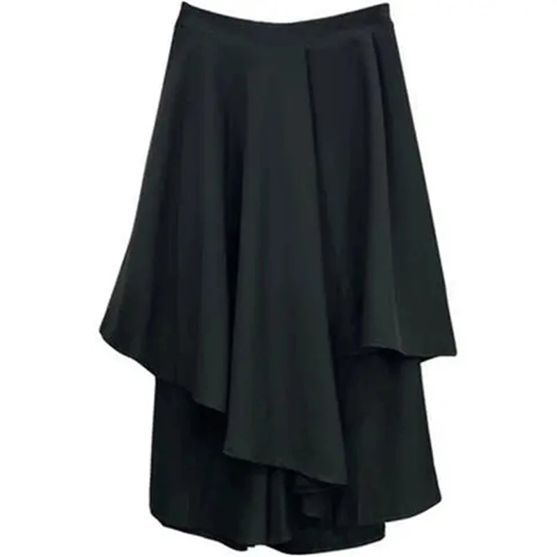 MEXZT Gothic Asymmetrical Cargo Skirts Women Streetwear Punk Irregular High Waist A Line Pleated Skirt Korean Hip Hop Midi Skirt voguable