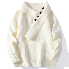 Voguable  Winter/Autumn Trendy Scarf V-neck Men's Knitted Sweater High Street Korean Style Fashion Youth Hoodies voguable