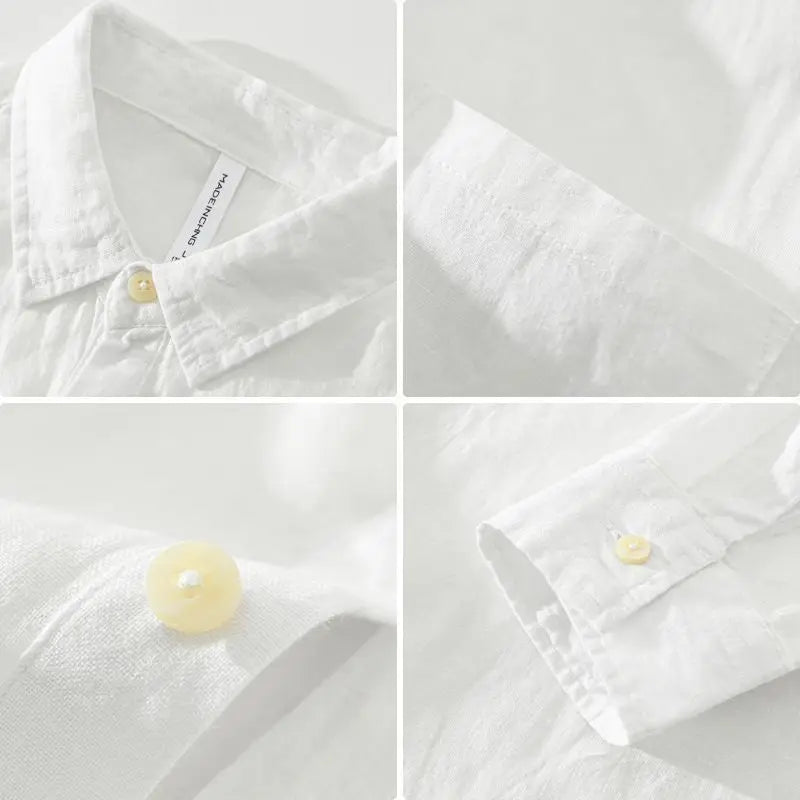 Japanese Retro Long-sleeved Linen Shirt Men's Summer New Loose Pullover Square Collar Shirt Casual Cotton Linen Top Aesthetic voguable
