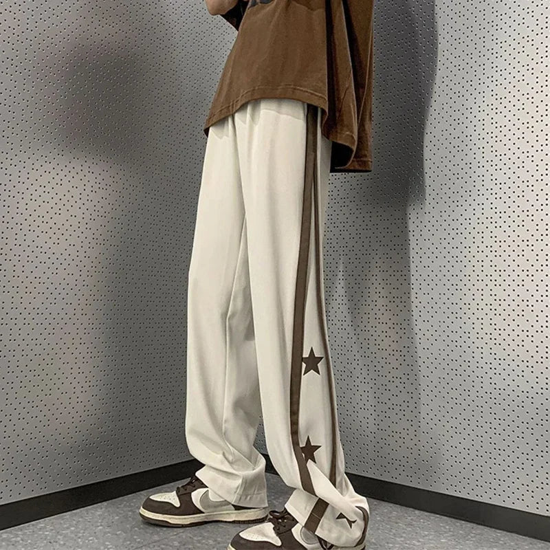 Voguable Y2K Star Sweatpants Men Black Sports Pants Wide Leg Trousers Male Japanese Streetwear Hip Hop Graphic Loose Casual voguable