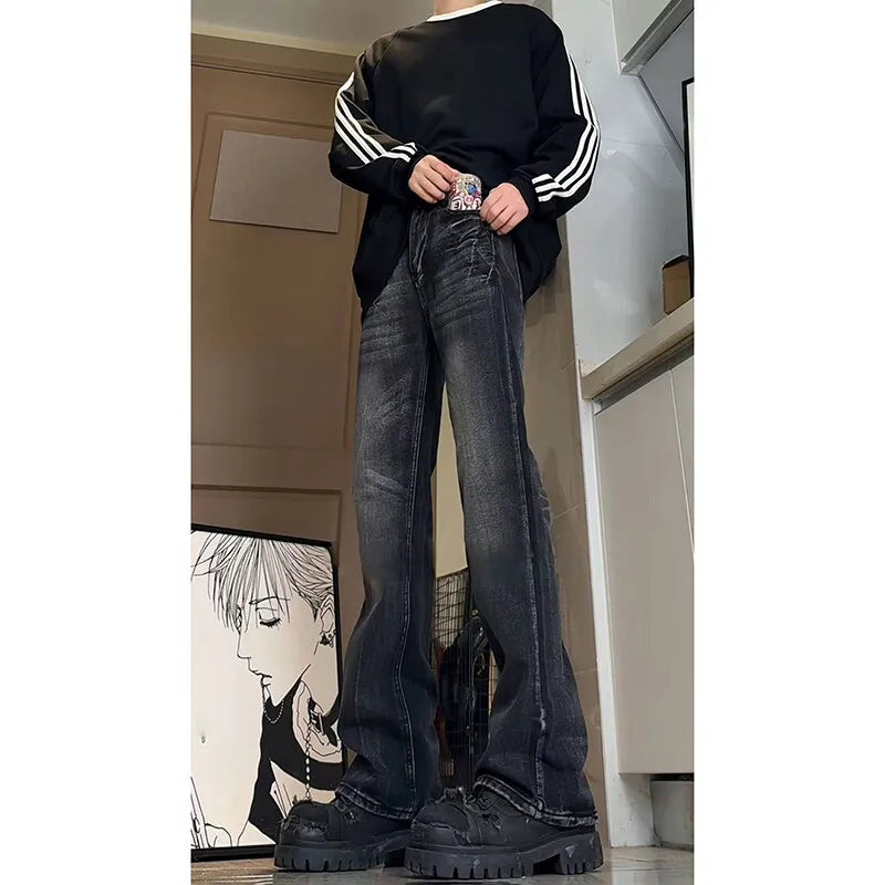 Men Jeans Washed Bootcut Jeans Streetwear Urban Denim Trousers Casual  Vintage Hip Hop Pants Retro Fashion Style Y2K voguable
