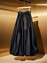 Voguable  New Spring Summer Chic Skirt Women's Fashion High Waist Bow Acetate Satin Bud French High Sense Skirts voguable