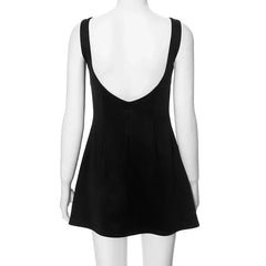 Voguable  Women's Graduation Dress Y2k Mini Tank Dress Solid Sleeveless Flowy Short Dress Open Back above Knee Summer Short Dress voguable