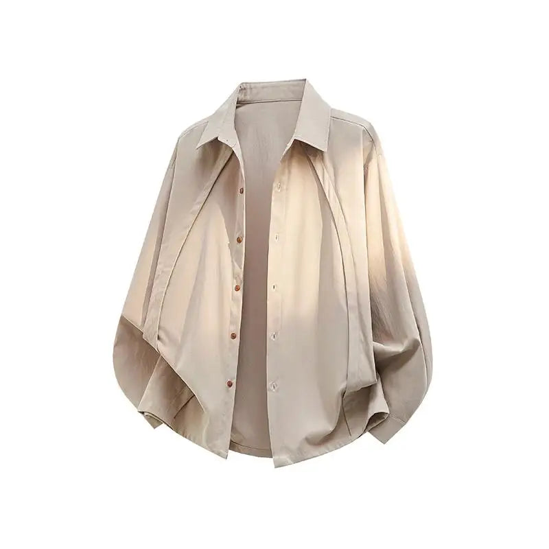 Voguable  plus Size Men's Oversized Autumn Chic Shirt Loose Fit Long Sleeve Solid Loose Shirt for Streetwise Elegance M-XXXXXL voguable