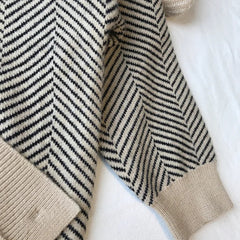 Women's Sweater Button Down V-Neck Striped Cardigan Knitted Tops Single Breasted Autumn Winter Casual Chic Knitwear Outfit voguable