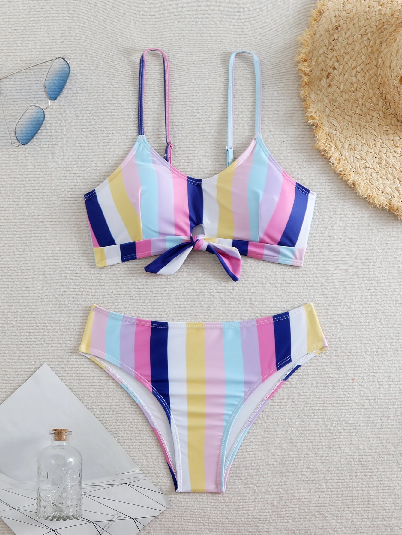 Voguable  High Waist Bikini Women Strappy Swimsuit Sexy Striped Swimwear Female Bathers Bathing Swimming Swim Suit Summer Beachwear voguable