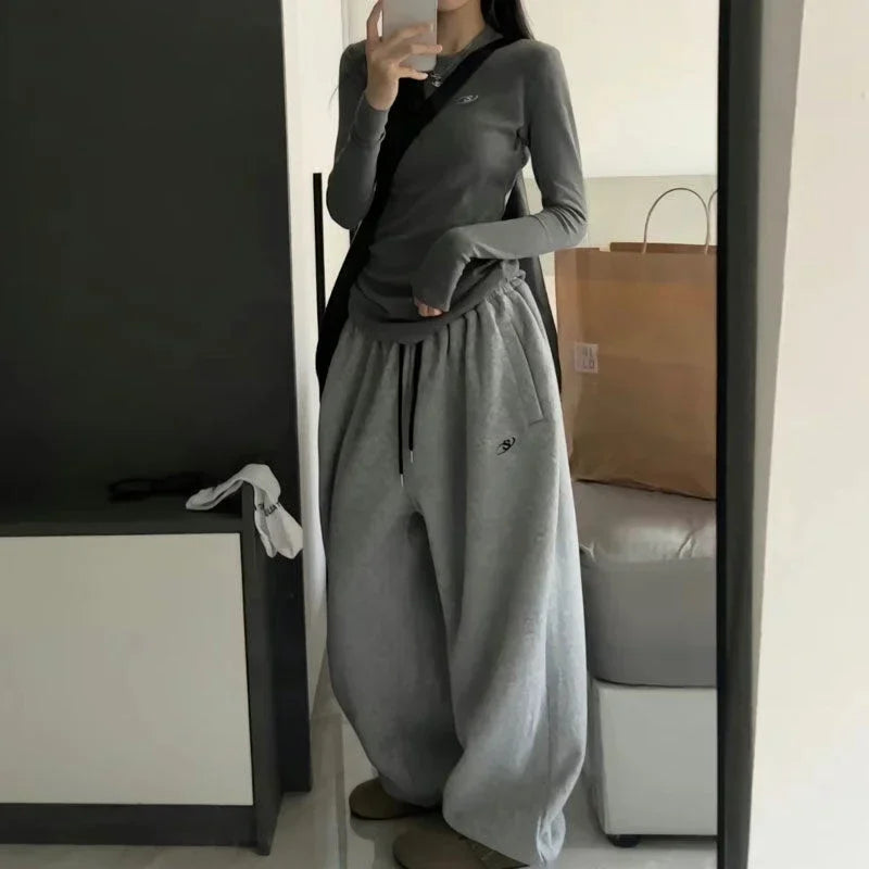 Winter Fleece Harem Pants for Women Y2K High Waist Oversized Loose Sweatpants Fashion Streetwear All-Match Drawstring Trousers voguable