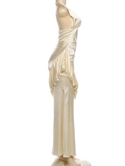 Voguable  Elegant Satin Backless Dress Women Classic Halter V-Neck Ruched Sleeveless Trend Fashion Birthday Party Club Vestidos voguable