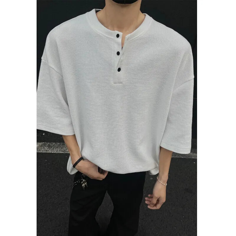 Summer Short Sleeved T-shirt Men White Checkered T Shirt Men Streetwear Korean Loose Round Neck T Shirt Mens Top Large Size 4XL voguable