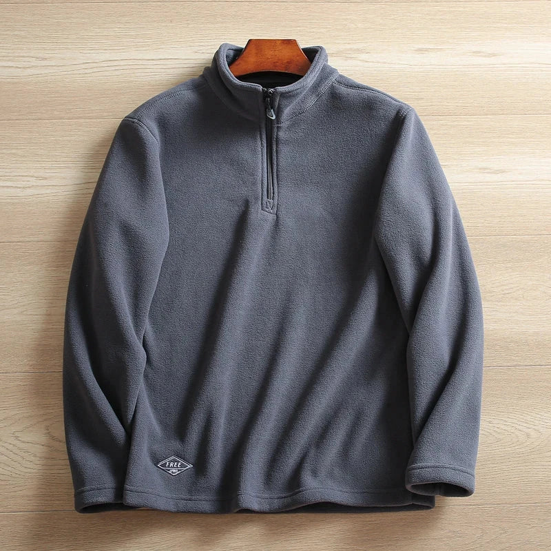 Heat Storage Double-sided Fleece Pullover Autumn Winter Outdoor Windproof Warm Semi-zipper Stand Collar Casual Sweatshirt Jacket voguable