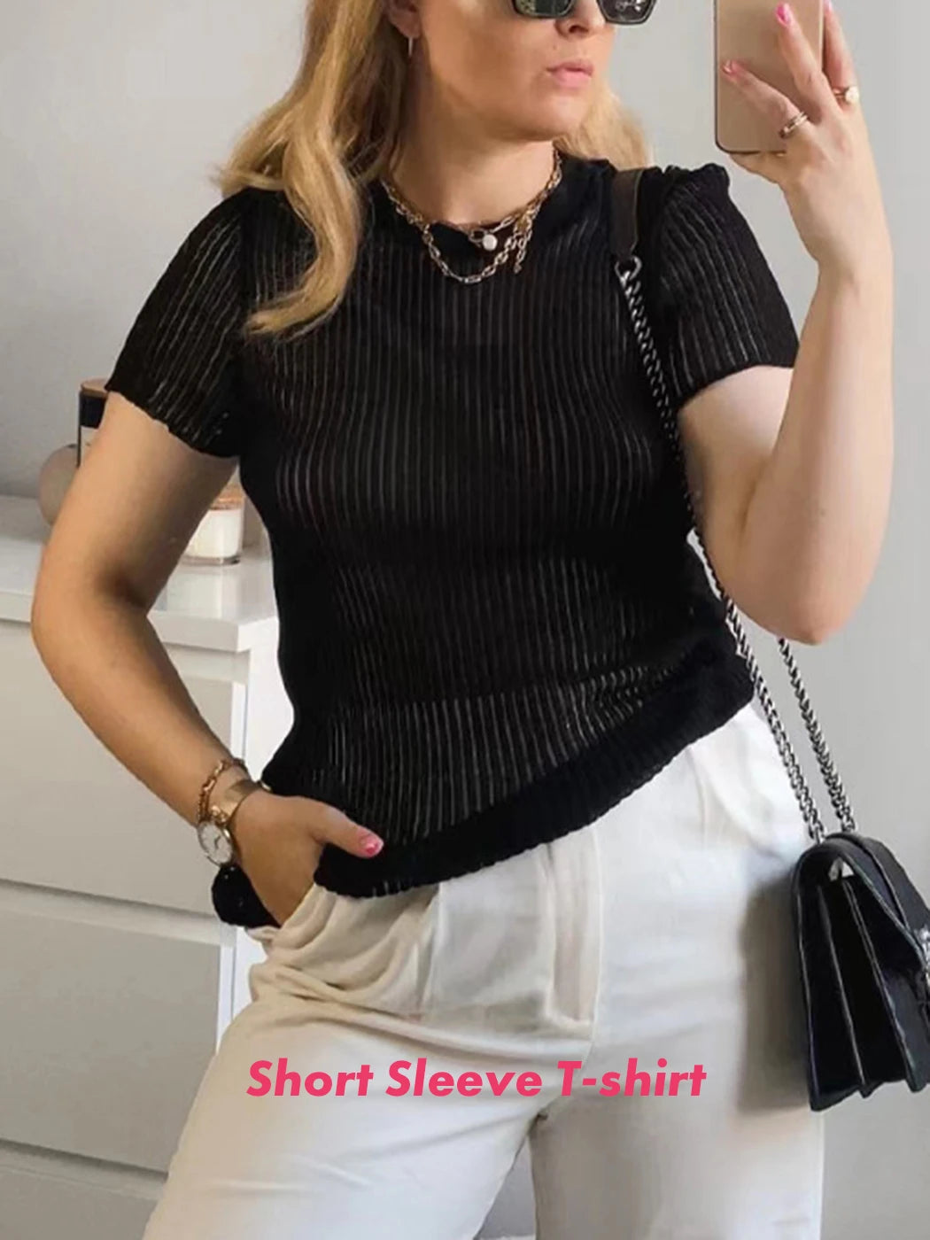 Perspective Sexy Thin Knit Sweater Women Solid Color Basic Pullover Top Casual Cozy Long Sleeve T-shirts Spring Summer New voguable