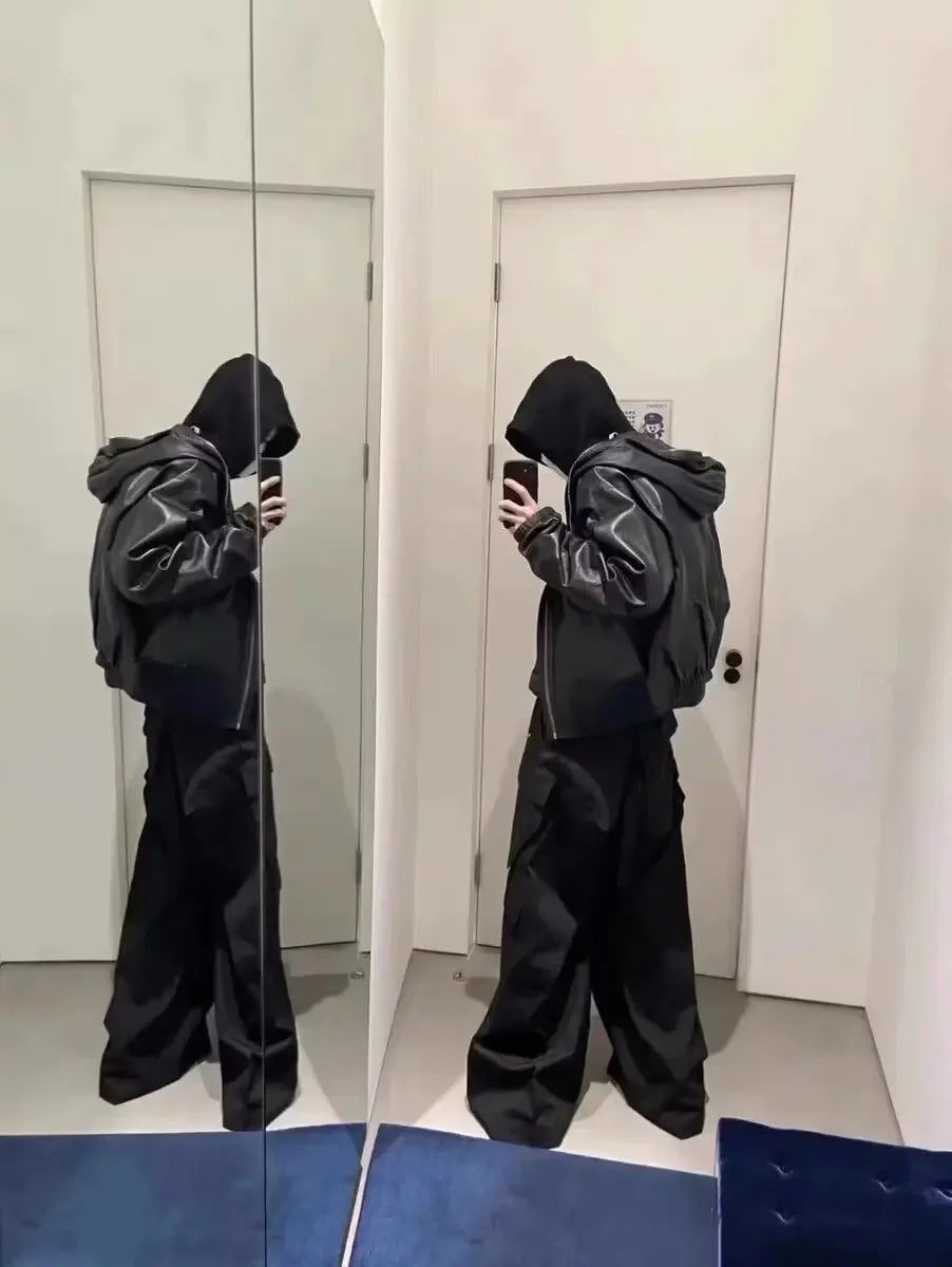 New Style American Style Casual Pants Blackcargo Pants Multi-pocket Loose Fit Wide Leg For Men Spring Summer voguable