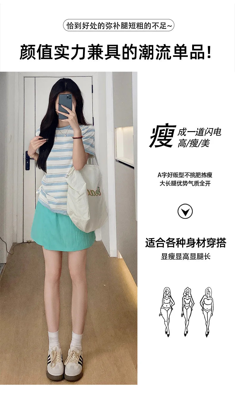 Comfortable Shorts Skirts Casual Sporty Refreshing Fabric Solid Elastic Waist Loose Shorts for Female Beach Vacation Lady Skirts voguable